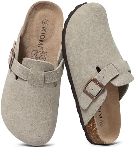 Arch support suede clog in deep grey