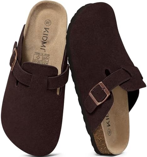 Arch support suede clog in light coffee