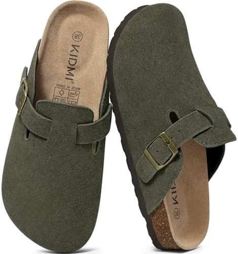 Arch support suede clog in light green