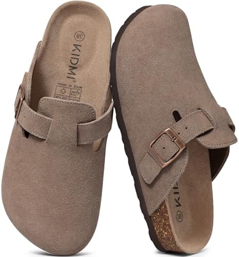 Arch support suede clog in light mocha
