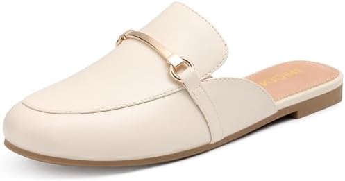 Backless loafer mule in cream white