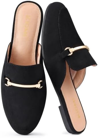 Backless loafer mule in suede black