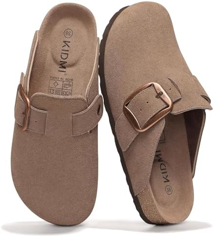 Big buckle suede clog in mocha
