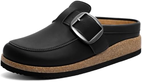 Big buckle vegan clog in black