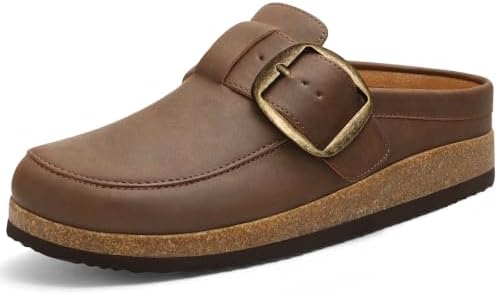 Big buckle vegan clog in brown
