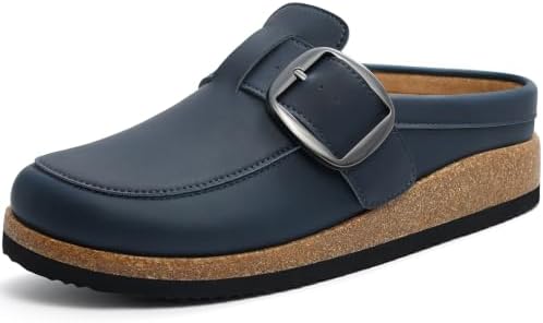 Big buckle vegan clog in navy
