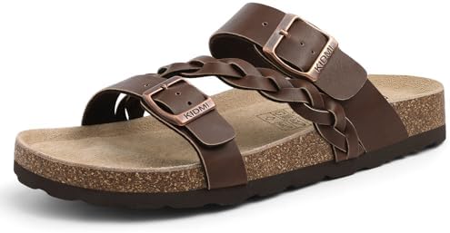 Braided cork sandal in brown matte