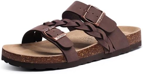 Braided cork sandal in brown