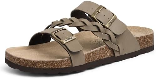 Braided cork sandal in olive brown