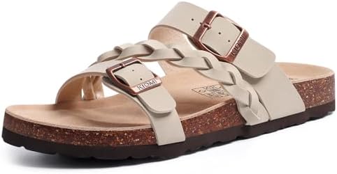 Braided cork sandal in stone