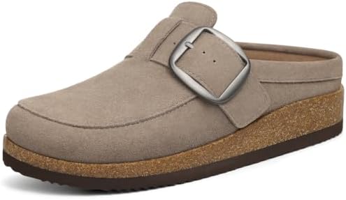 Buckled slip-on clog in mocha