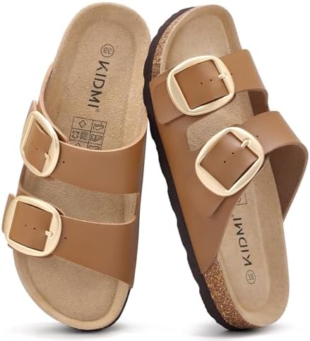 Cork slide with arch support in light brown