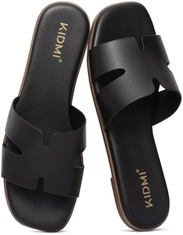 Dressy flat slide in black