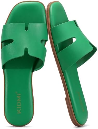 Dressy flat slide in green