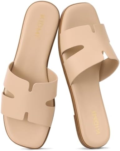 Dressy flat slide in nude