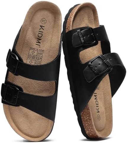 Everyday cork sandal in black oily