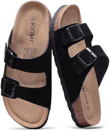 Everyday cork sandal in black suede