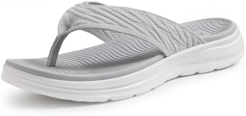 Knit strap flip flop in light grey