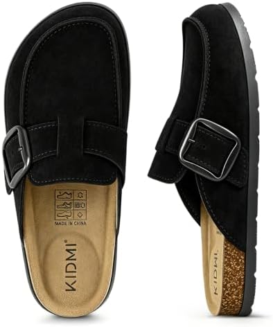 Memory foam suede clog in black