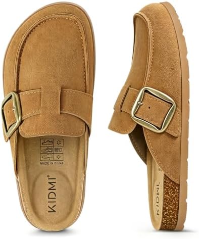Memory foam suede clog in chestnut