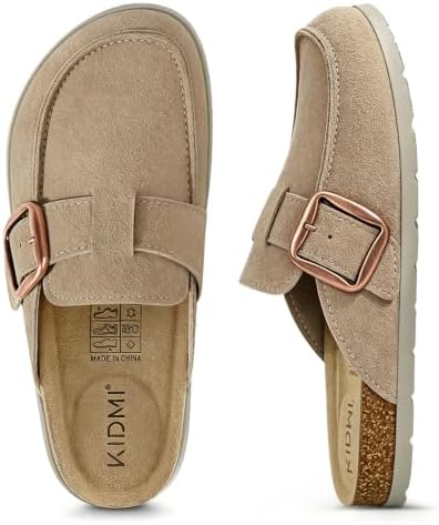 Memory foam suede clog in taupe