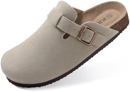 Open suede clog mule in dark grey