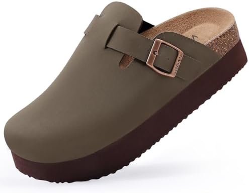 Platform clog in brown