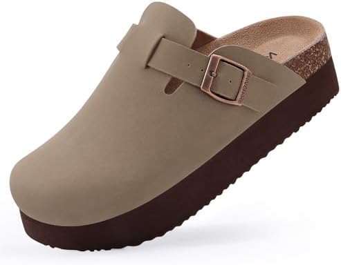 Platform clog in taupe