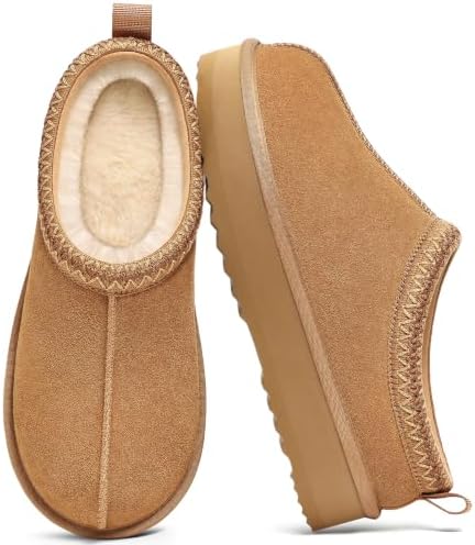 Platform fuzzy slipper in brown tonal