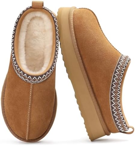Platform fuzzy slipper in brown