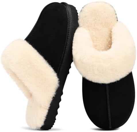 Suede scuff slipper in black-platform