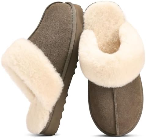 Suede scuff slipper in mocha-platform