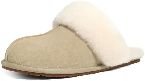 Suede scuff slipper in sand