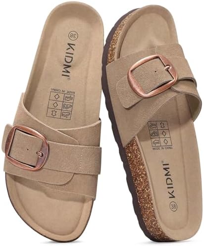 Suede summer slide in apricot
