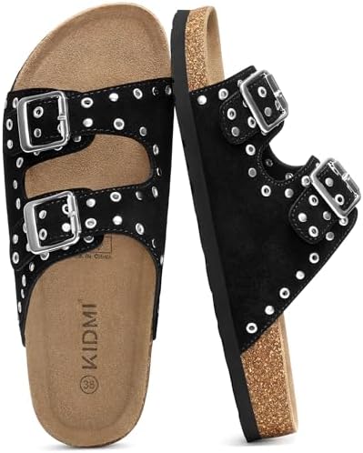 Suede summer slide in rivet black