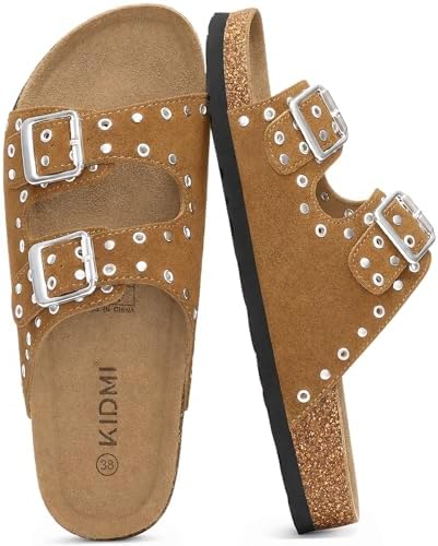 Suede summer slide in rivet brown