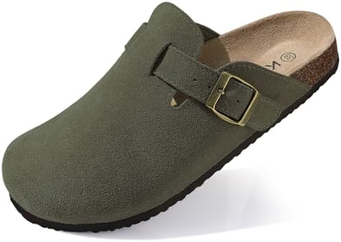 Unisex cork mule in dark green