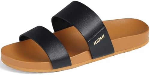 Vegan leather slide in black