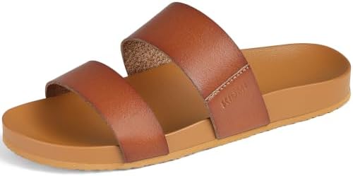 Vegan leather slide in brown