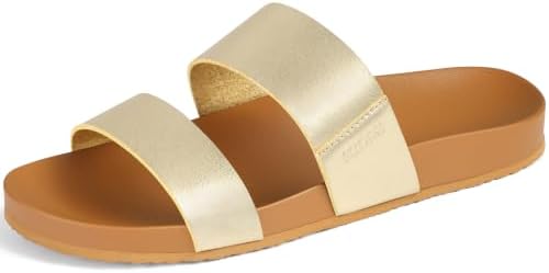 Vegan leather slide in gold