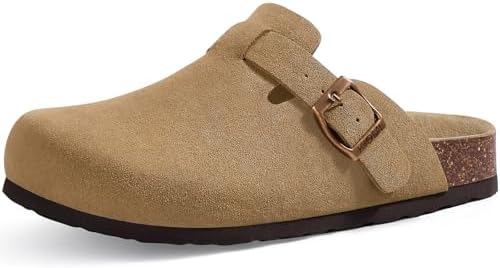 Vegan suede clog in tan