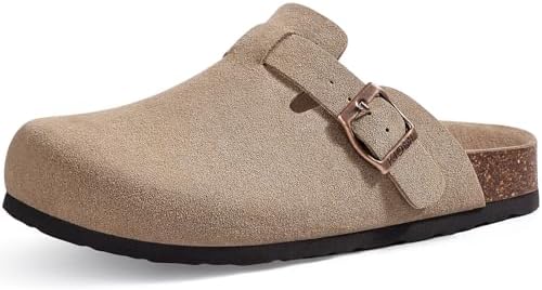 Vegan suede clog in taupe