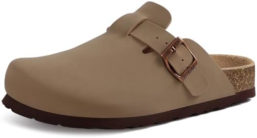 Vegan suede clog in v-taupe