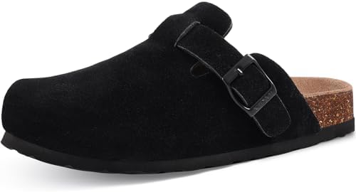 Vegan suede clog with arch support in black