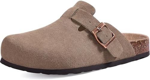 Vegan suede clog with arch support in mocha